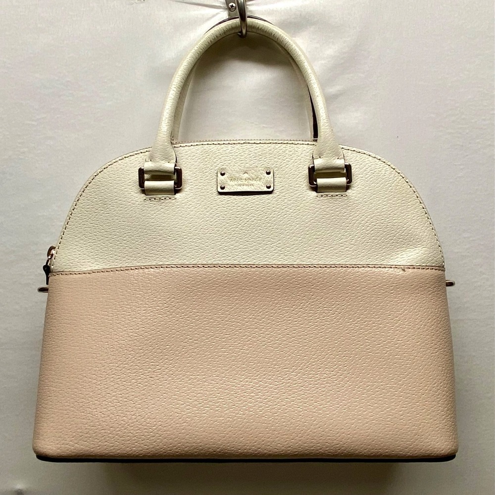 Kate Spade Grove Street Carli Leather Satchel Cream Beige Handbag‎ Purse GUC